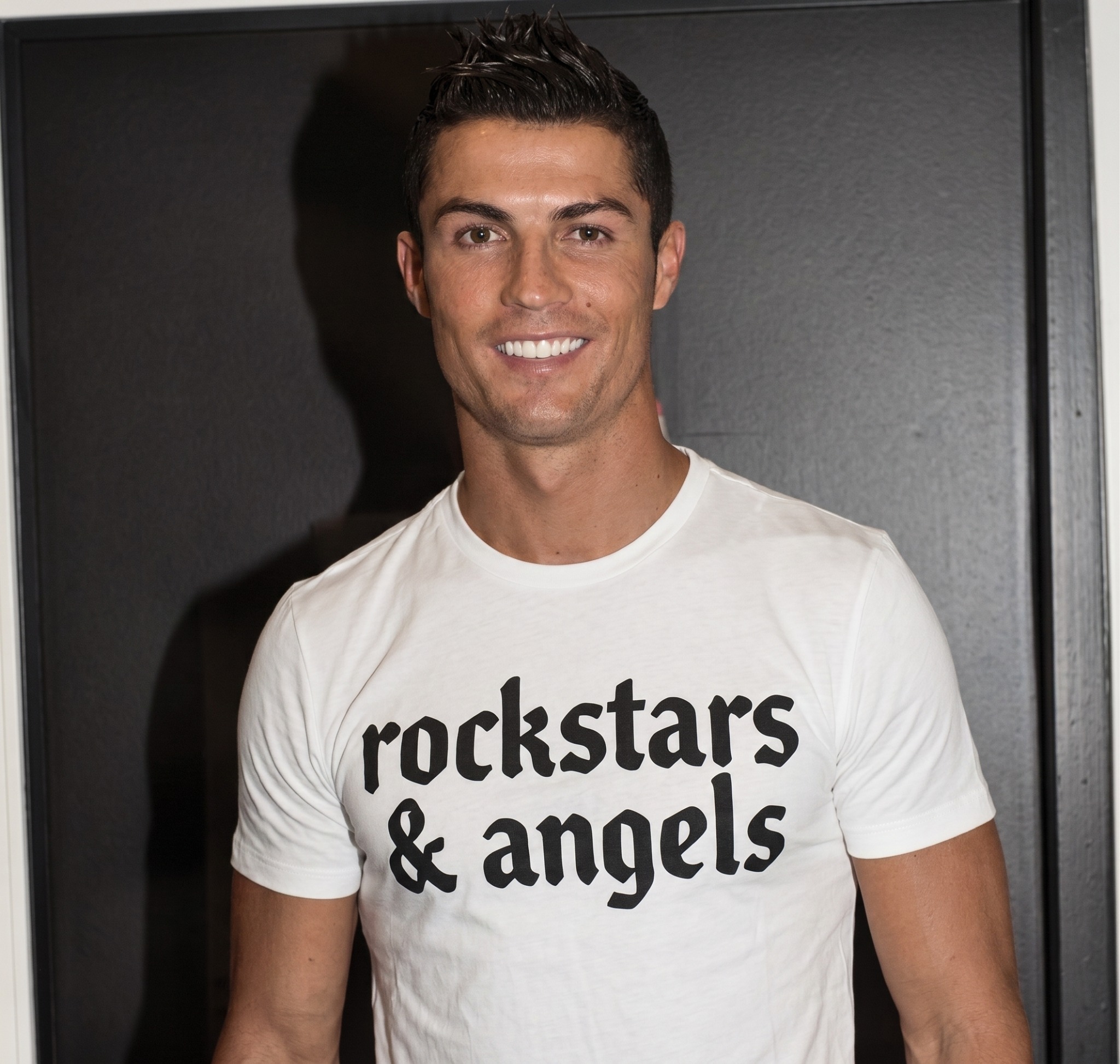 Cristiano Ronaldo wearing a Rockstars & Angels T-shirt in an archive photograph